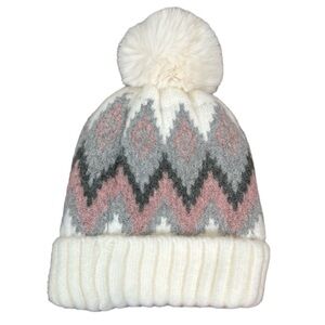 Hat Attack Fair Isle Ivory Pom Pom Beanie Hat
